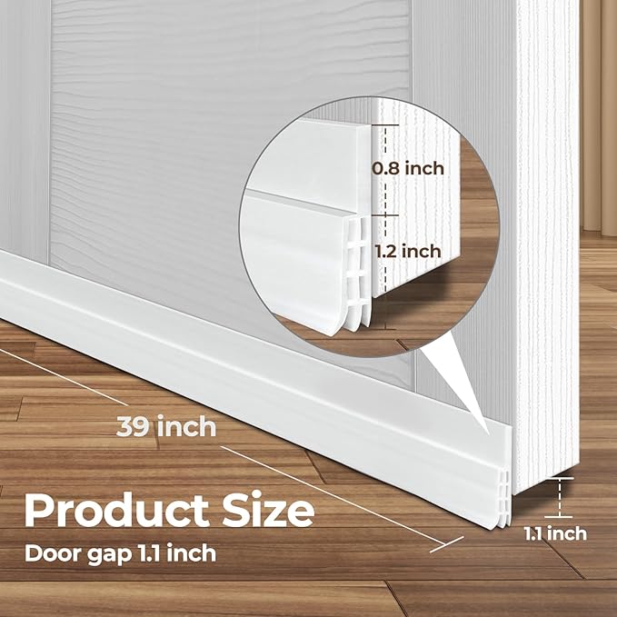 Door Draft Stopper Weather Stripping: Ohuhu 39" L x 2" W Under Door Bottom Seal Strip Sweep - Backing Adhesive Blocker Gap Filler Flexible Noise Insulation Draft Guard Bottom of Door Garage
