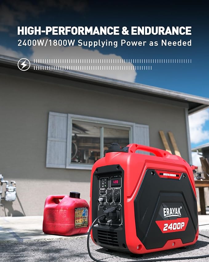 ERAYAK 2400W Portable Inverter Generator for Home Use, Super Quiet Small Generator for Camping Outdoor Emergency Power Backup, Gas Powered Engine, EPA, ECO Mode