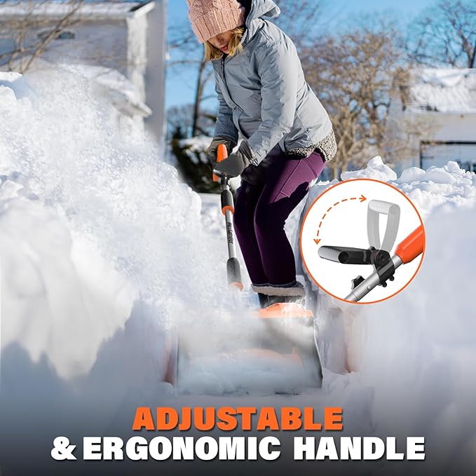 MAXLANDER Electric Snow Shovel Cordless, 20V 12-Inch Cordless Snow Blower, Battery Snow Shovel with Directional Plate and Adjustable Front Handle (4.0Ah Battery, Charger and Cover Included)