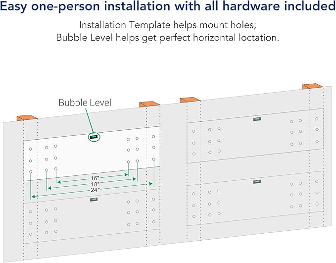 FLEXIMOUNTS 2-Pack 2x6ft Garage Shelving with Hooks 24-inch-by-72-inch Wall Shelf Garage Storage Racks Floating Shelves, Black