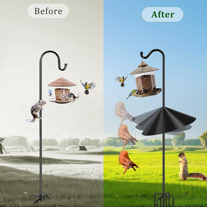 19 Inch Wide Black Squirrel Baffle - Ideal for Bird Feeder Poles, Outdoor Pole Mount Stoppers, and Shepherd’s Hooks Black