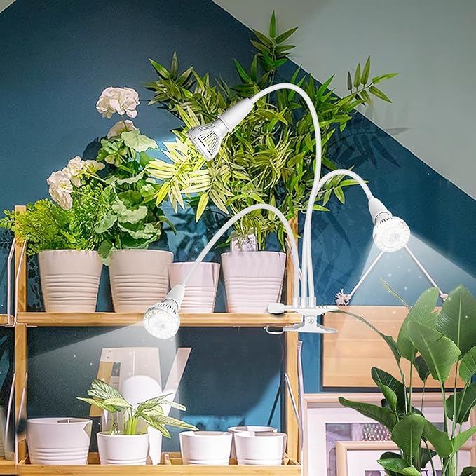 SANSI LED Grow Lights for Indoor Plants, 450W Full Spectrum Clip-on Gooseneck Grow Light with Ceramic Tech.,30W Power Plant Light with Optical Lens for High PPFD, Lifetime Free Bulbs Replacement White