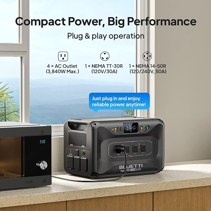 BLUETTI Solar Generator Apex 300 with Charger 1 (560W Alternator Charger), 2764.8Wh LFP Battery Backup with 6 3840W AC Outlets (7680W Surge), 5.5H RV Fast Charge, Ideal for Road Trips