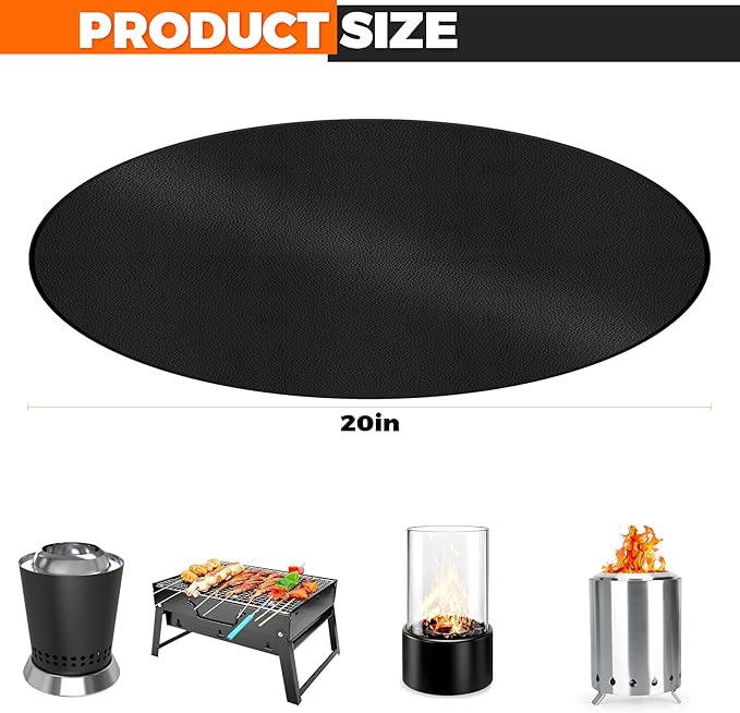 20" Tabletop Fire Pit Mat for Solo Stove Mesa XL, Easy Clean Small BBQ Mat for Outdoor BBQ, Reusable Waterproof Pad, Three-Layer Fireproof and Heat-Resistant Barbecue Mat for Tabletop Fire Pit
