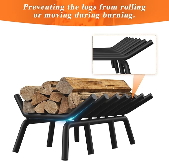 Fireplace Grate 21 Inch with 7 Support Legs, Round Solid Steel Heavy Duty Fireplace Log Holder, Fireplace Log Grate for Indoor Fireplace & Outdoor Firepit