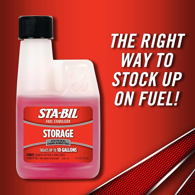 STA-BIL Storage Fuel Stabilizer - Keeps Fuel Fresh for 24 Months - Prevents Corrosion - Gasoline Treatment That Protects Fuel System - Fuel Saver - Treats 10 Gallons - 4 Fl. Oz. (22204) (Pack of 2)