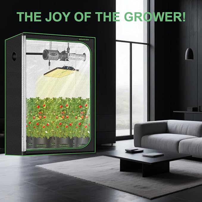 MELONFARM 4x2 Grow Tent, 48"x24"x72" Double Transparent Viewing Door Indoor Grow Tent, Growing Tent with High Reflective Mylar & Floor Tray, Plant Tent for Indoor Hydroponics Growing