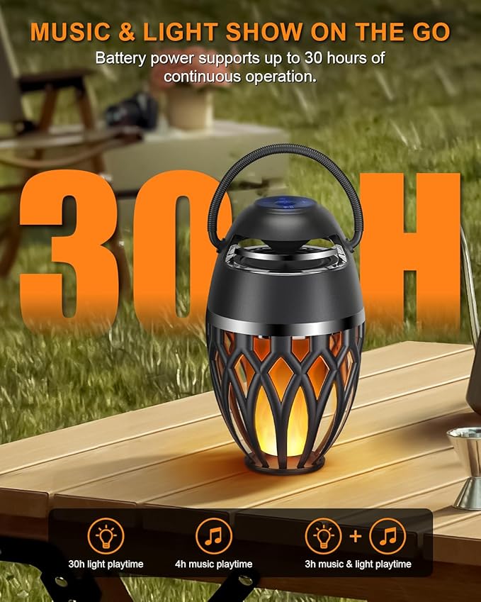 2 Pack Outdoor Bluetooth Speakers,Wireless Speaker with LED Flame Speaker BT 5.0,Waterproof Torch Lantern for Patio Pool Party,Gifts for Women Men
