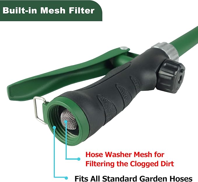Heavy Duty 28 Inch Watering Wand with Pivoting Head, Adjustable Garden Hose Water Sprayer Wand with Ergonomic Handle, Spray 6 Watering Patterns, Perfect for Watering Seedling Beds, Flowers
