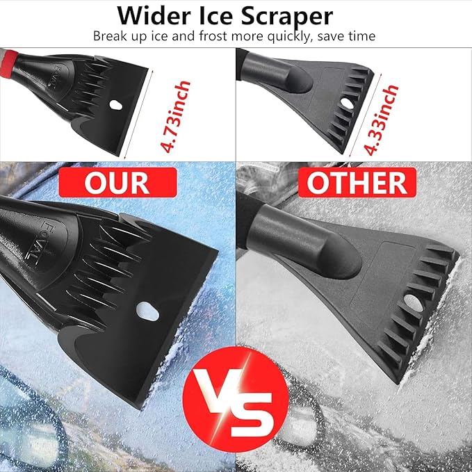 FOVAL 27" Ice Scraper Snow Brush (3 Pack), Wider Ice Scraper(4.73" Width) Snow Removal Car Brush with Comfortable Foam Grip for Cars, Trucks, SUVs, Windshield, Window - Winter Tool
