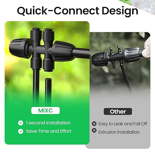 4 Packs 1/2''to 1/4''Barbed Tee Quick Connector,Drip Irrigation Fittings for 4-Way Connector