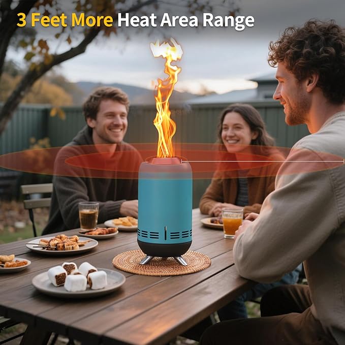 XL Tabletop Fire Pit | 12" Outdoor Blue Fire Pit | Stainless Steel Secondary Combustion Camping Stove Low Smoke Fueled by Pellets with Travel Bag for Camping Patio Bonfire,30.6x16.3cm