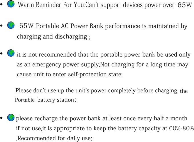 Portable Power Bank with AC Outlet, 65W 110V Portable Laptop Charger Battery Bank 24000mAh External Battery Pack Backup Power Source for Outdoor Tent Camping RV Home Office Smart Devices-Orange