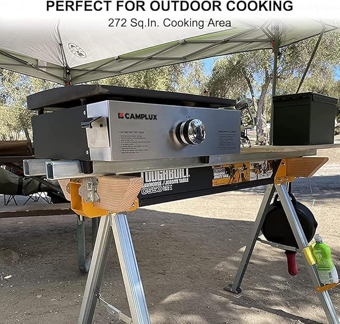 Camplux Propane Gas Grill,Flat Top Grill Station for Kitchen,Camping,Outdoor,Tabletop -Stainless Steel BBQ Griddle with Knobs & Ignition,17inch