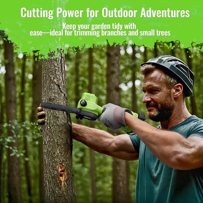 6 Inch Mini Cordless Chainsaw Brushless Electric Chain Saw with 2 2.0Ah Batteries and 3 Chains Lightweight Handheld Tree Trimmer for Wood Cutting Gifts for Men Dad and Husband