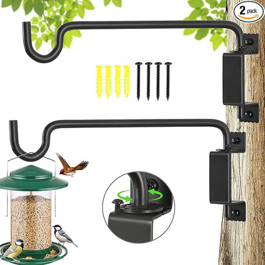 12" 360ยฐ Swivel Plant Hanger - Heavy Duty Solid Steel Wall Hook, 12-Directional Adjustable for Bird Feeders, Outdoor/Indoor Plants, Garden & Patio (2-Pack)