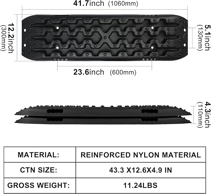 X-BULL New Recovery Traction Tracks Sand Mud Snow Track Tire Ladder 4WD (Black,3gen)