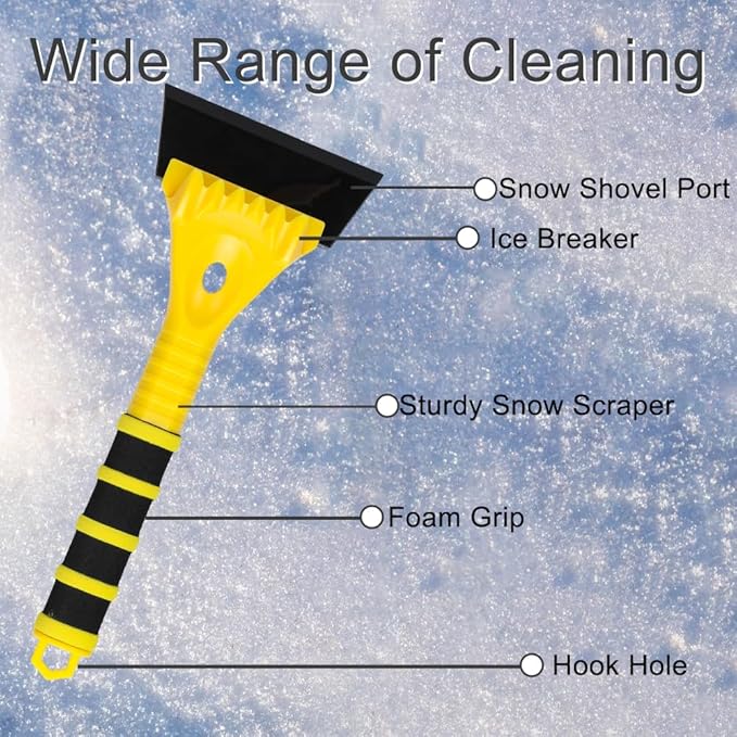 12.4" Ice Scraper for Car Windshield Snow Frost Ice Removal Tool Snow Scraper with Foam Handle for Cars Trucks Window