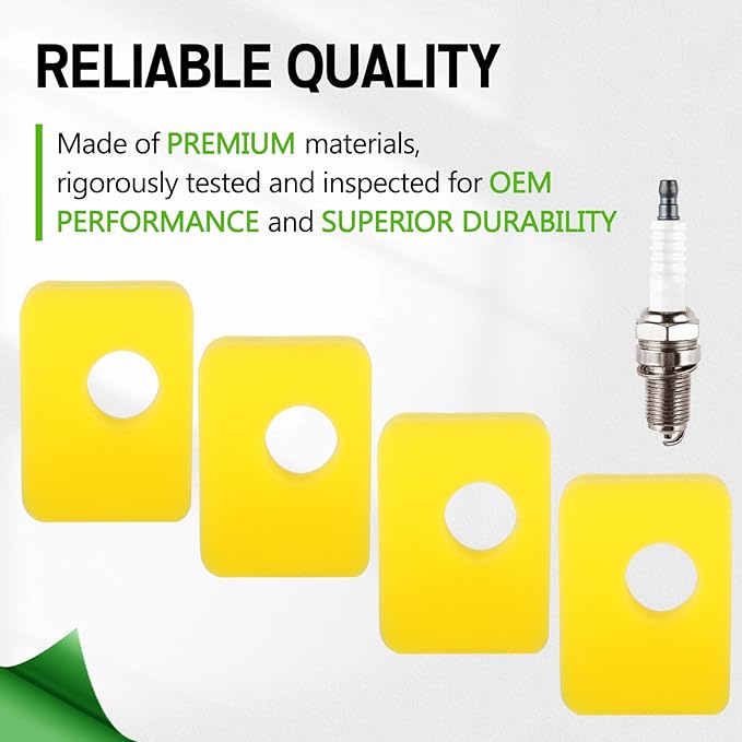 4 PCS 799579 Air Filter with Spark Plug Compatible with 550E-550Ex Series 09P000, 08P000 Engine, Lawn Mower Air Cleaner Foam Filter Replaces 4248 5434 799579