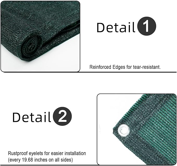 SUNLAX 2'6"x10' Dark Green Balcony Privacy Screen Fence Windscreen Cover Fabric Shade Netting Mesh Cloth with Grommets UV Protection for Patio, Backyard, Porch, Railing Shield 90%