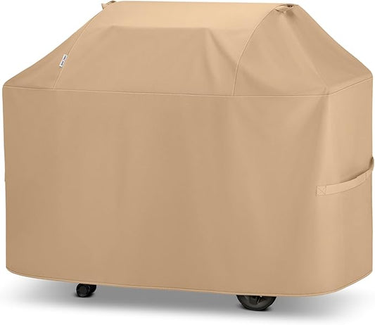 Unicook Heavy Duty Waterproof Grill Cover 60 Inch, BBQ Cover for Outside, Compatible with Weber Char-Broil Nexgrill Kenmore 3-5 Burner Gas Grills up to 58”, All Weather Protection, Light Brown