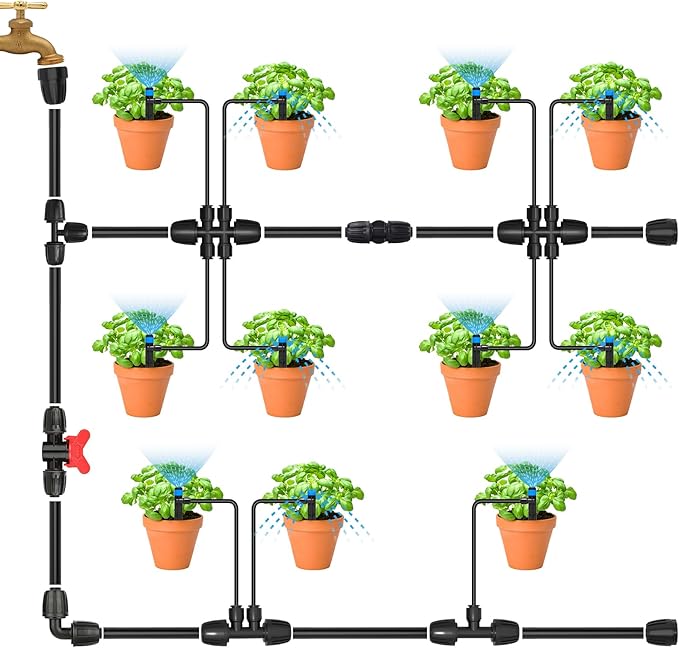 Bonviee 6 Pack 1/2 Inch Drip Irrigation Tee Connectors, Barbed Lock Fittings for 1/2β Tubing, Leak-Proof 3-Way Coupler for Garden Hose, Drip System Repair & Extension