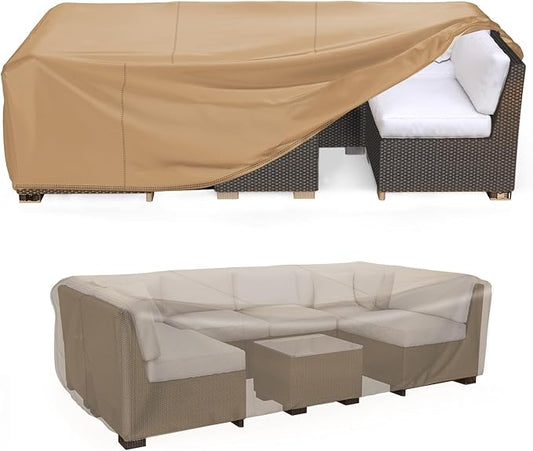 Mrrihand Heavy Duty Patio Furniture Covers, Outdoor Furniture Covers Waterproof Sectional Sofa Set, Patio Table and Chair Set Cover 78" L×62" W×30" H,Brown