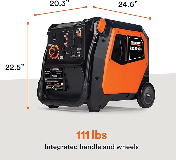 Generac 3,800-Watt Dual-Fuel Portable Inverter Generator - Gas and Propane Compatible - Quiet Operation - Clean, Stable Power - Great for Home Backup, Camping, and RV Use