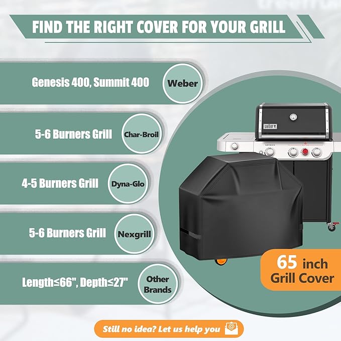Grill Cover 65 Inch - Superior BBQ Cover for Weber Genesis 400 and Summit 400 Series Gas Grill - 600D Outdoor Barbecue Cover for Weber 4 Burner Genesis ii E325s, E410 and Summit E470, S420