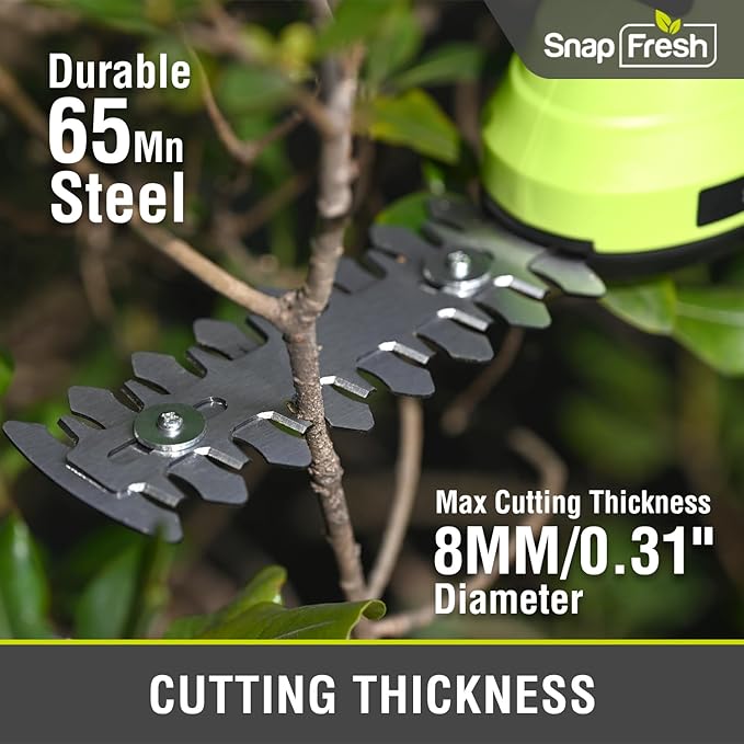SnapFresh Hedge Trimmer Cordless & Electric Grass Shear - 2 in 1 Handheld Bush Trimmer, Small Grass Trimmer with Battery & Type-C Cable, Lightweight Shrub Trimmer for Garden