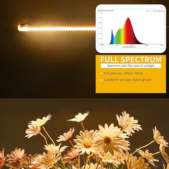 One Strip Growing lamp 2-Pack, Full Spectrum LED Grow Light Strips for Indoor Plants with Auto ON/Off Timer & 4 Dimmable Levels for Green House Hydroponics Succulent (One Head 2 Pack)