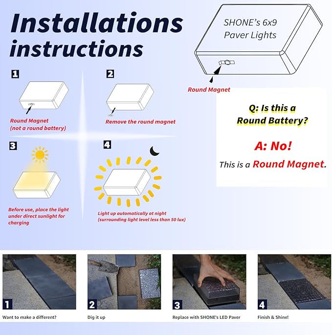 Solar Driveway Lights Color Changing, 6x9 Inch Solar Paver Light, Heavy Duty IP67 Waterproof Recessed Brick LED, Landscape Lighting for Pathway, Ground, Pool, Patio, Garden (RGBW, 2Pack)