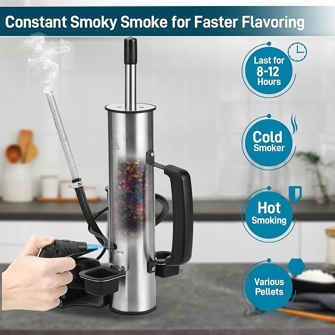 Cold Smoke Generator for Traeger Smoker Grill, Cordless Electric Smoke Tube with Air Pump, Cold Smoking for Cheese - Continuous Billowing Smoke, Men Gifts, for Tailgating, Backyard, Party