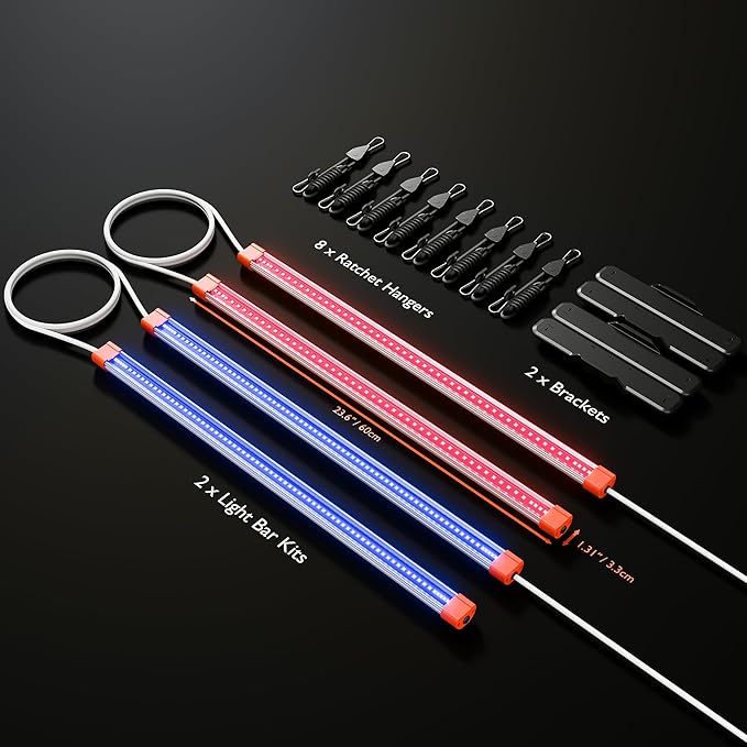 Spider Farmer 2025 Upgraded UV30 & IR16 LED Grow Light, 365-370nm UV & 730-745nm IR Supplemental Light for Indoor Plants, 2X2, 3X3, 4X4 Grow Tents, 23.6" Long Bars Set