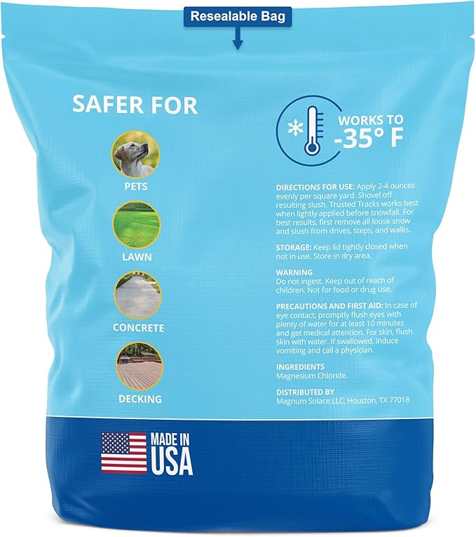 Ice Melt, Pet Safe Ice Melt, 10 LBS Premium Snow Melter, Pure Magnesium Chloride, Safer for Pets, Concrete, Effective to -35 F, 10 lb