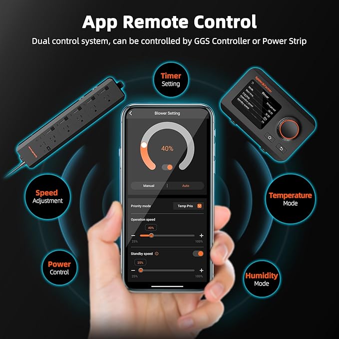 Spider Farmer 4 Inch Smart Inline Duct Fan with GGS Temperature Humidity Controller, WiFi Integrated App Control, 205 CFM Ventilation Exhaust Fan for Heating Cooling Booster, Grow Tents, Hydroponics