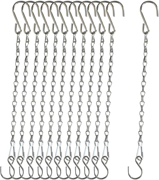 11 Inch Silver Hanging Chain, Small Hanging Basket Chain Kits with Hooks for Bird Feeder Hanging Plant Extender Porch Wind Chime
