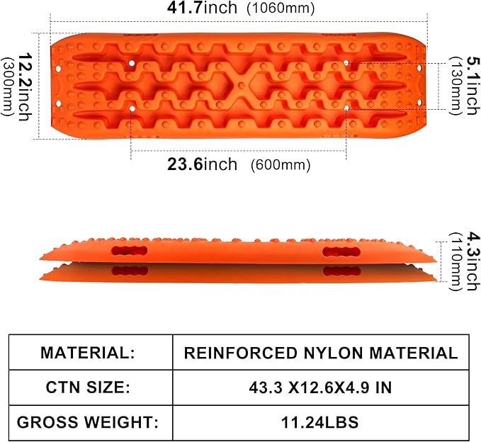 X-BULL New Recovery Traction Tracks Sand Mud Snow Track Tire Ladder 4WD (Orange, 3gen)