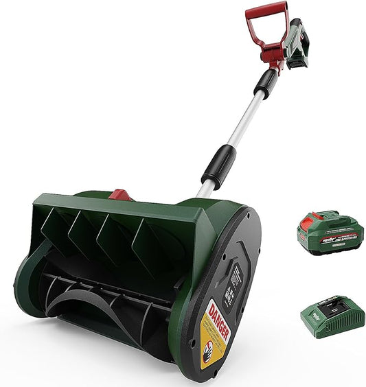 Mellif Cordless Snow Shovel, 12-Inch Brushless Snow Blower Compatible with DeWalt 20V MAX Battery, Includes 4.0Ah Battery & Charger Kit, Lightweight with Adjustable Chute (Green for Makita)