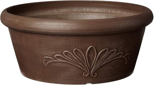 Arcadia Garden Products PSW TA30C Plastic/Stone/Wood Composite Bulb Pan – No Drainage Hole (Drillable), Planter Bowl for Succulents, Bonsai, Fairy Gardens, Herbs,12-Inch, Chocolate