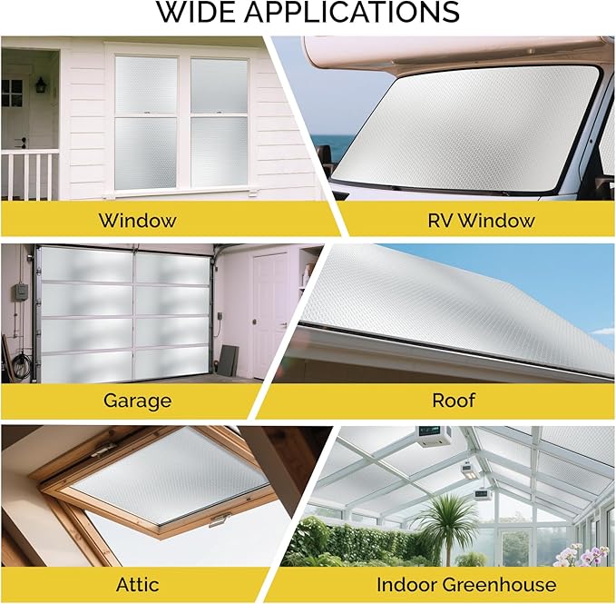 fowong Reflective Insulation Roll, Aluminum Foil Window Insulation for Winter, Weatherproofing Window Insulationv Kit Double Bubble Radiant Barrier Roll for RV Garage Thermal Heat Shield 24" x 10 Ft
