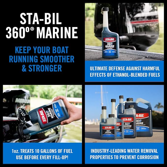 STA-BIL 360 Marine Ethanol Treatment & Fuel Stabilizer - Prevents Rust and Corrosion, Helps Clean Fuel System For Improved In-Season Performance, Treats Up To 320 Gallons, 32oz (22240) , Blue
