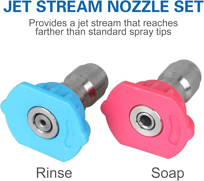 STYDDI Pressure Washer Quick-Connect Pivoting Coupler Kit, 7 Pack Power Washer Nozzle Tips and Quick Connect Pivot Adapter Coupler with 5 Different Angles, 1/4 inch, 2.5 GPM, 4500 PSI