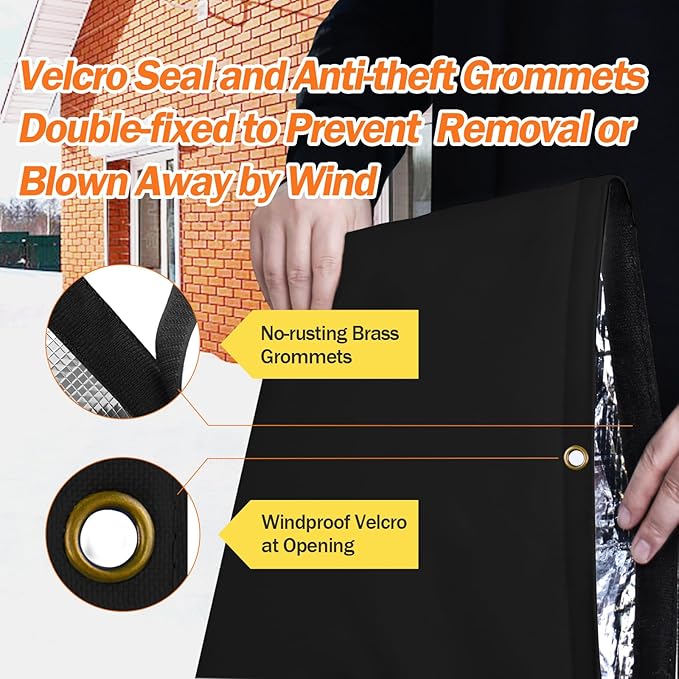Backflow Preventer Pipe Insulation Cover (5°F) - Irrigation Sprinkler Valve Insulated Pouch - Water Well Pump Cover - Sturdy 5 Layers for Winter Freeze Protection, 18" W x 24" H, Black