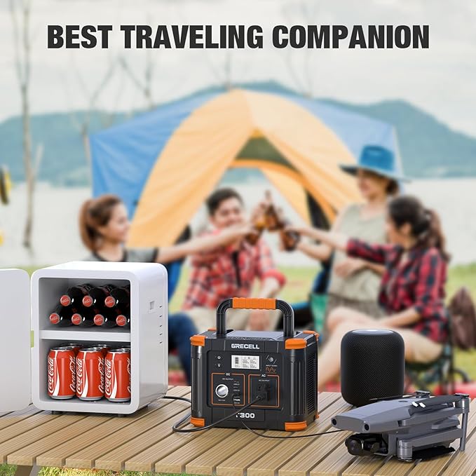 Portable Power Station 300W, GRECELL 230.88Wh Solar Generator with 60W USB-C PD Output, 110V Pure Sine Wave AC Outlet Backup Lithium Battery for Outdoors Camping Travel Home Blackout