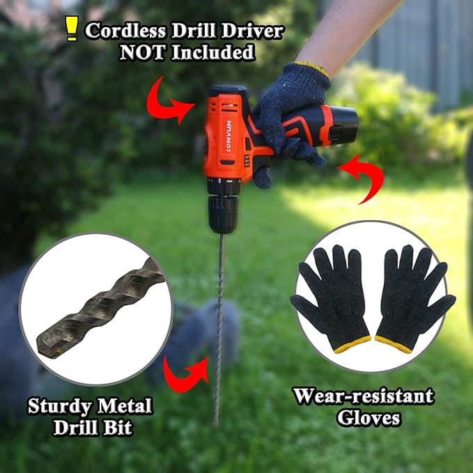 Sunnyglade 50PCS 48 Inch Driveway Marker Set 1/4 Inch Dia Fiberglass Reflective Snow Stakes with Steel Drill Bit & Protection Gloves for Parking Lots, Walkways(50, 1/4 Inch)