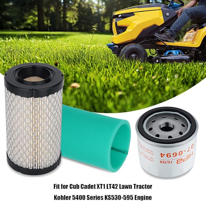 Hipa 22 083 01-S 22 883 01-S1 Air Filter Cub Cadet XT1 LT42 Oil Change Kit for Kohler 5400 Series KS530 KS540 KS590 KS595 Maintenance Kit 12 050 01-S Oil Filter 490-200-K072 22 883 01-S Air Filter