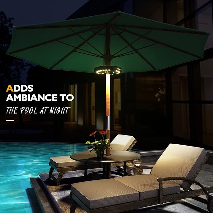 2packs Eletorot Patio Umbrella Lights-Rechargeable Outdoor Lights for Patio, Patio Table Light 28 LED 3 Lighting Modes, Pool Accessories and Backyard Decor