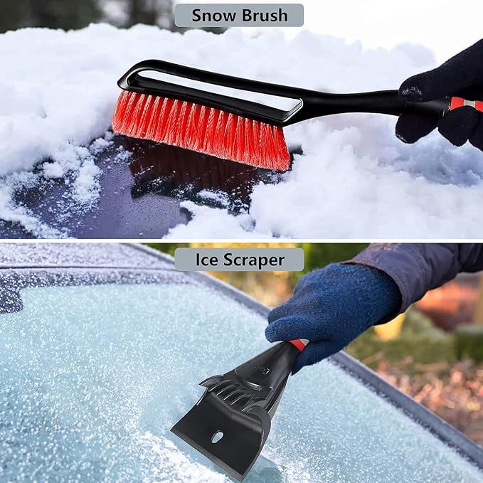 FOVAL 27" Ice Scraper Snow Brush (3 Pack), Wider Ice Scraper(4.73" Width) Snow Removal Car Brush with Comfortable Foam Grip for Cars, Trucks, SUVs, Windshield, Window - Winter Tool