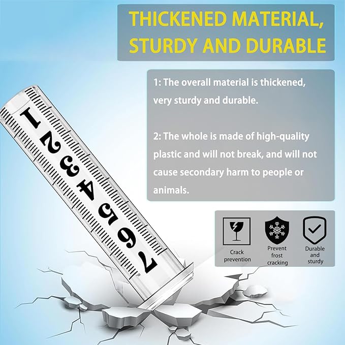 Rain Gauge Replacement Tube, Accurate Rain Gauges Outdoors Best Rated, 7" Capacity Rain Gauge Tube Replacement for Yard & Garden, Water Gauge for Rain, 2 Plastic Rainfall Meter Tube with 1 Clean Brush